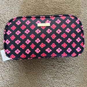 NWT Trina Turk Double Gold-Tone Zipper Floral Cosmetic Bag - 9.5”x5”x4”.